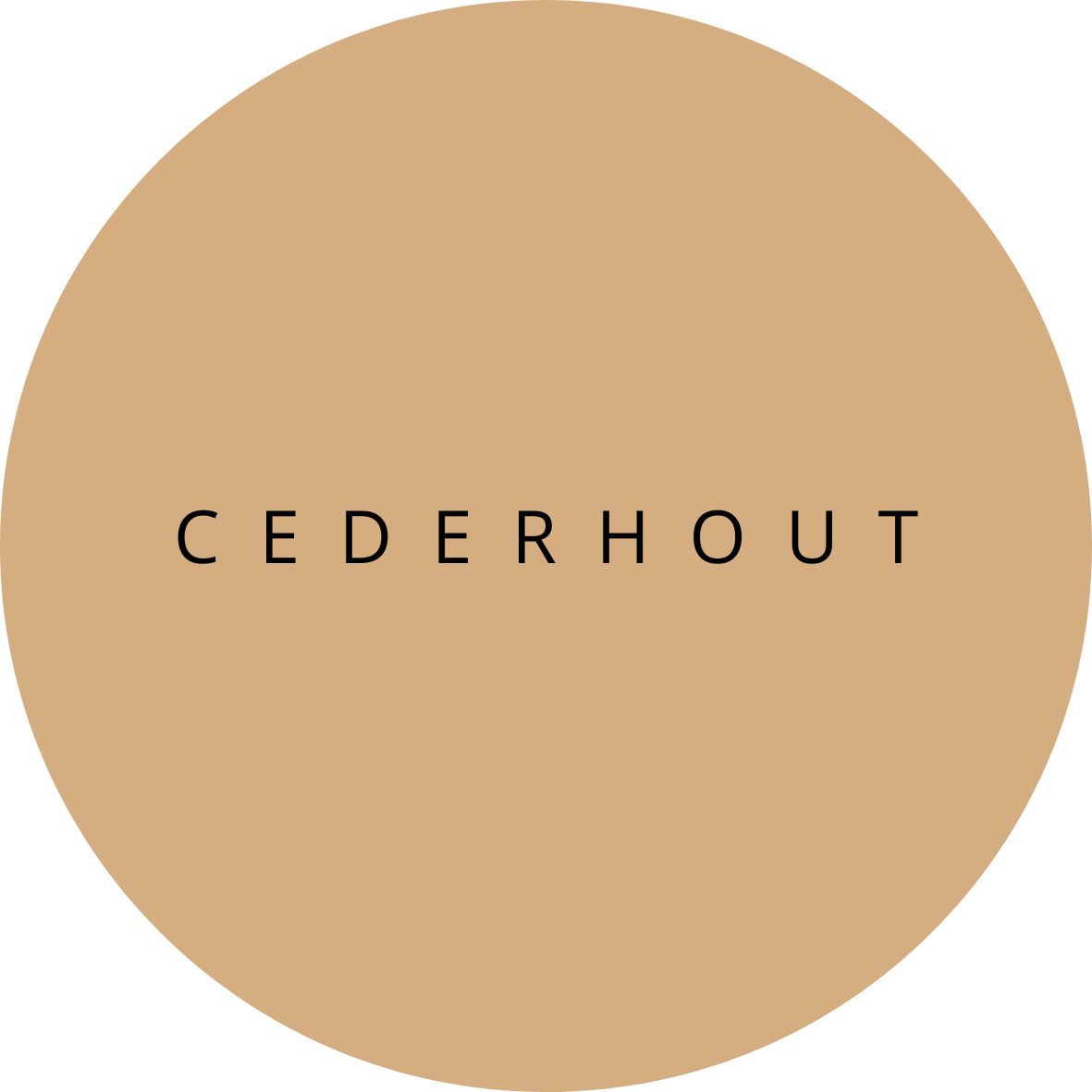 Cederhout logo on a circular beige background representing natural ingredients.