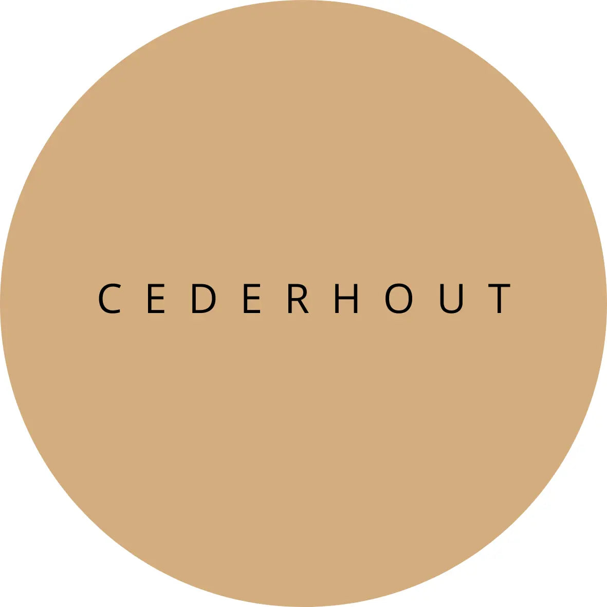 Cederhout logo on a circular beige background representing natural ingredients.
