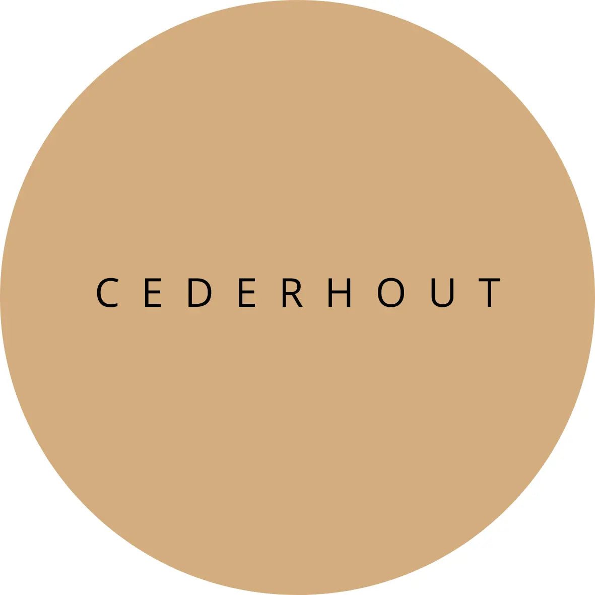 Namashea bruine sticker met de geur Cederhout, close-up van het productlabel.