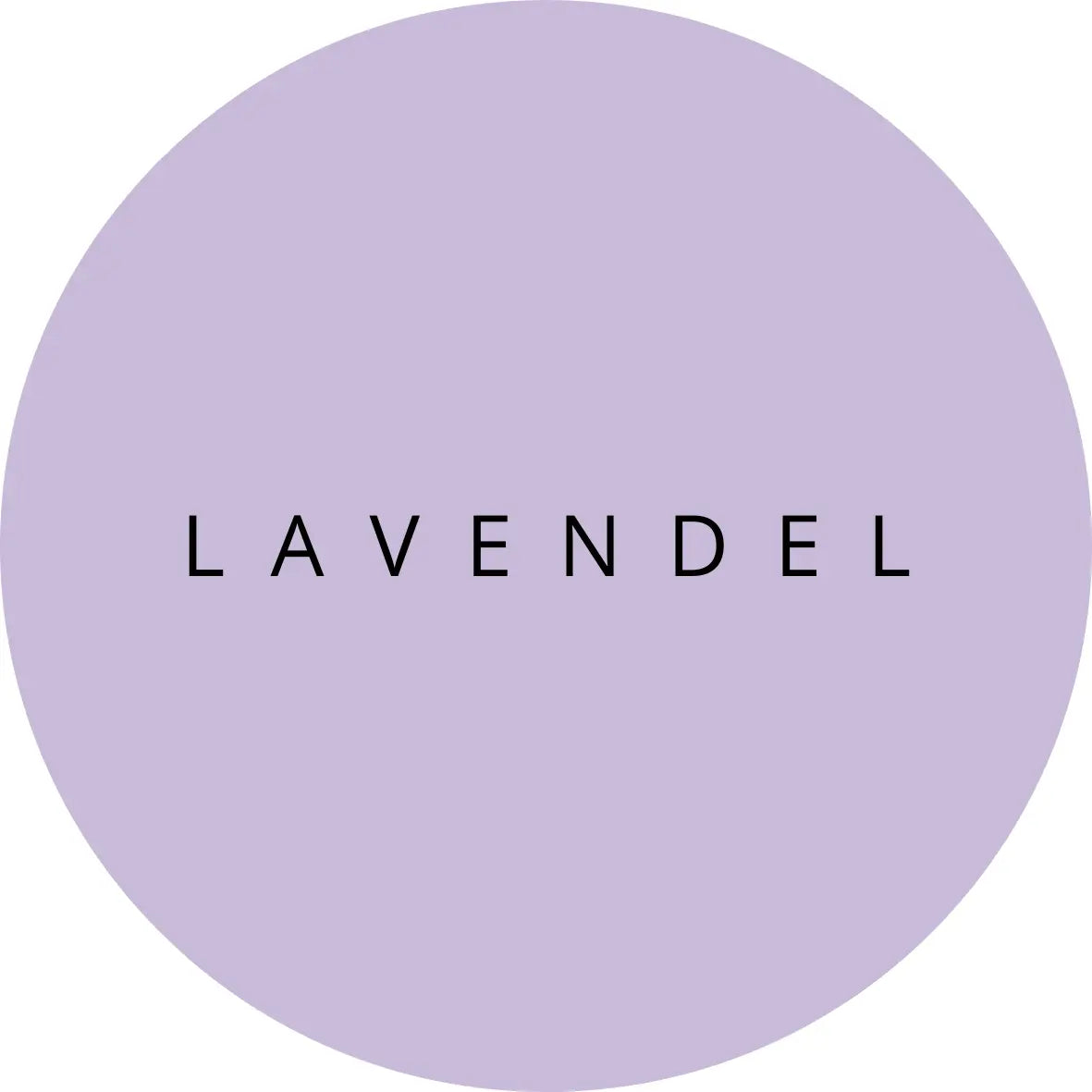 grafisch etiket van een paarse circel met de tekst lavendel erop
