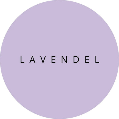grafisch etiket van een paarse circel met de tekst lavendel erop