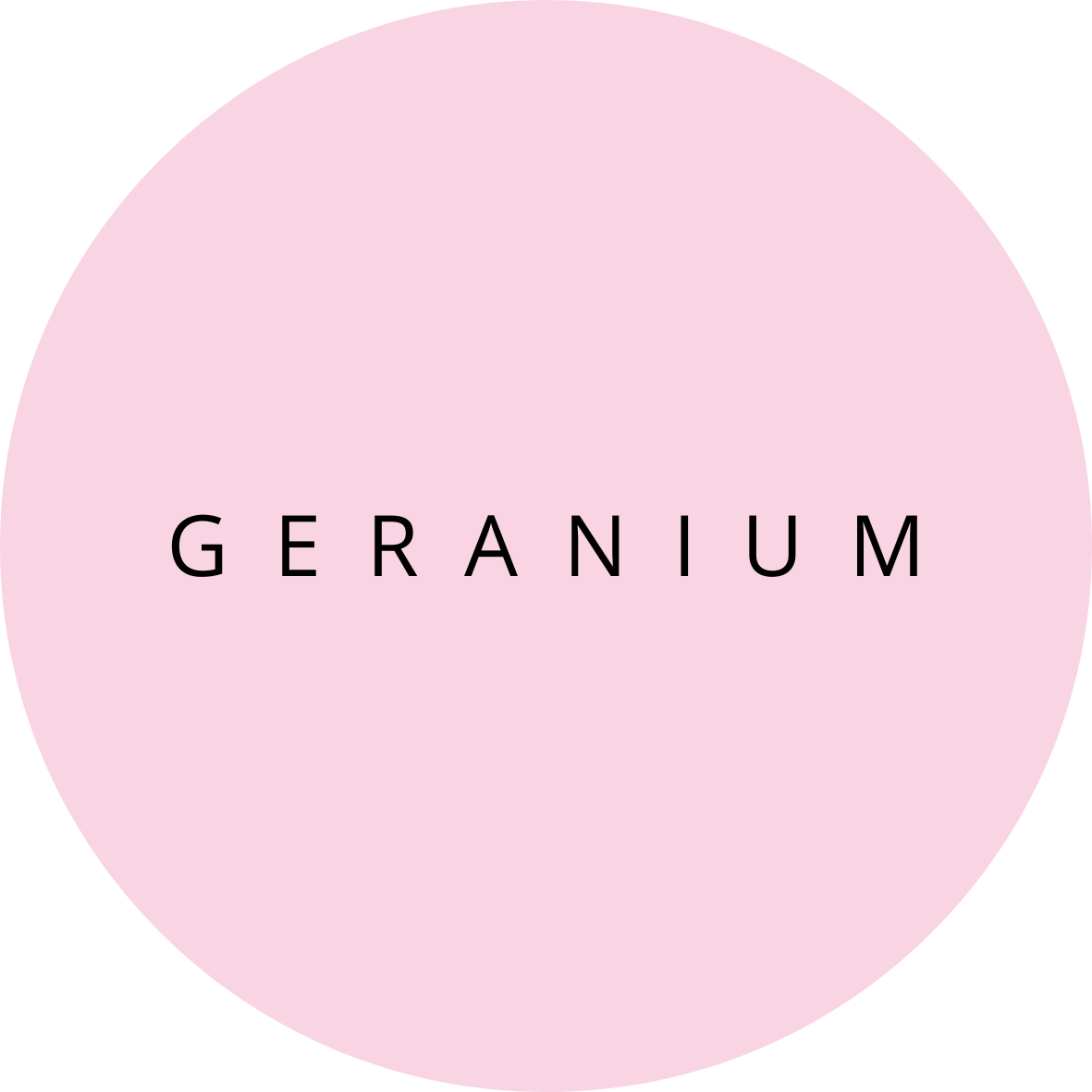 grafische rose circel met de tekst geranium erop van het merk Namashea 
