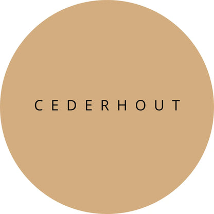 Cederhout logo on a circular beige background representing natural ingredients.